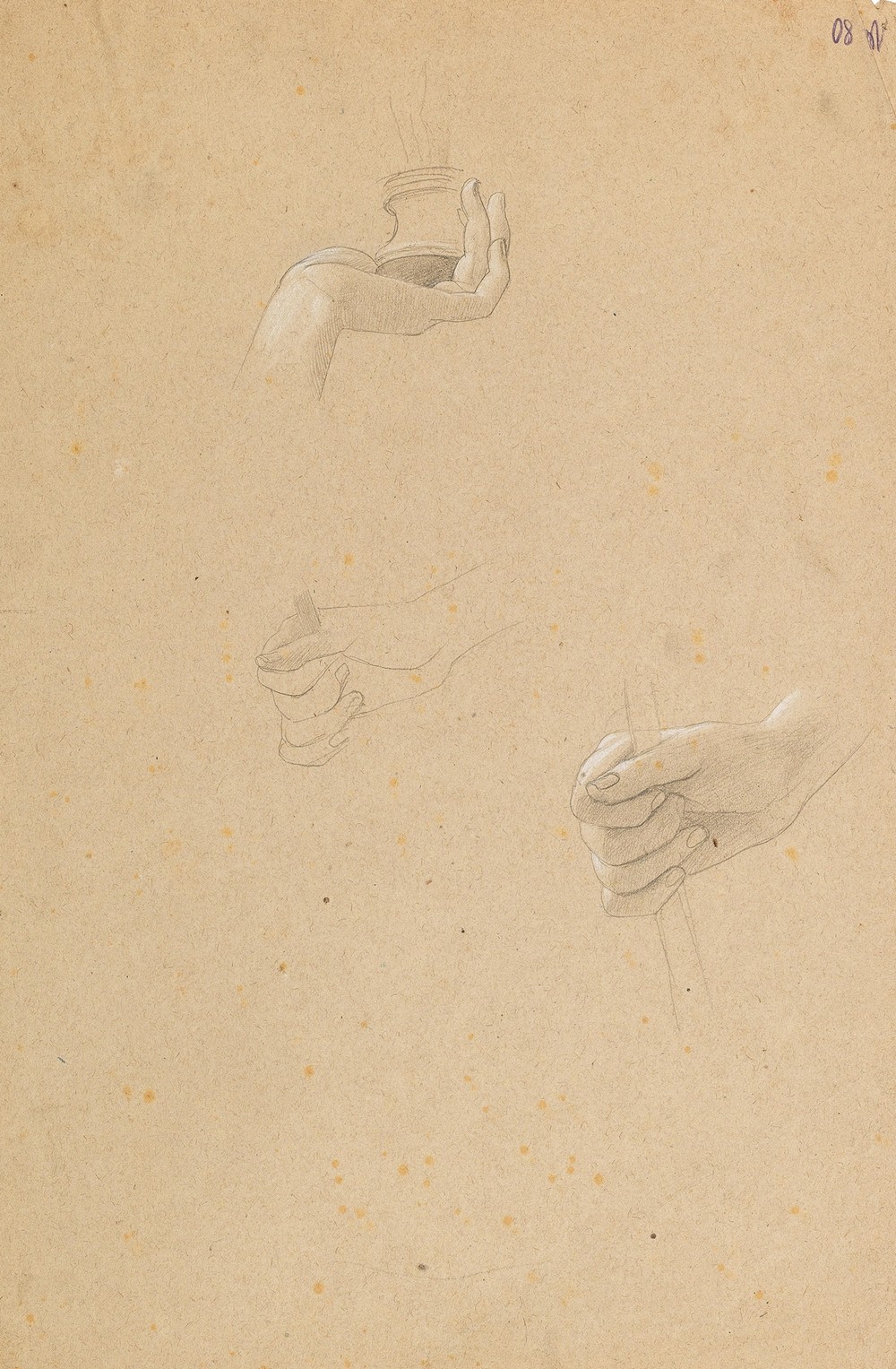 Hand studies for the kneeling maenad in the ‘Altar des Dionysos’ (1886-87)