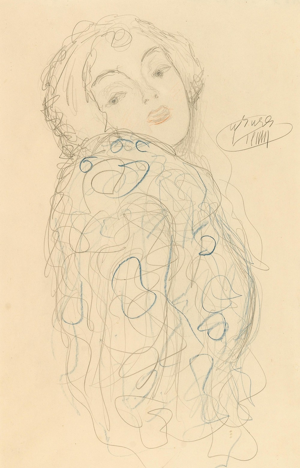 Lady portrait bust to the right, head turned to the front (1917-18)