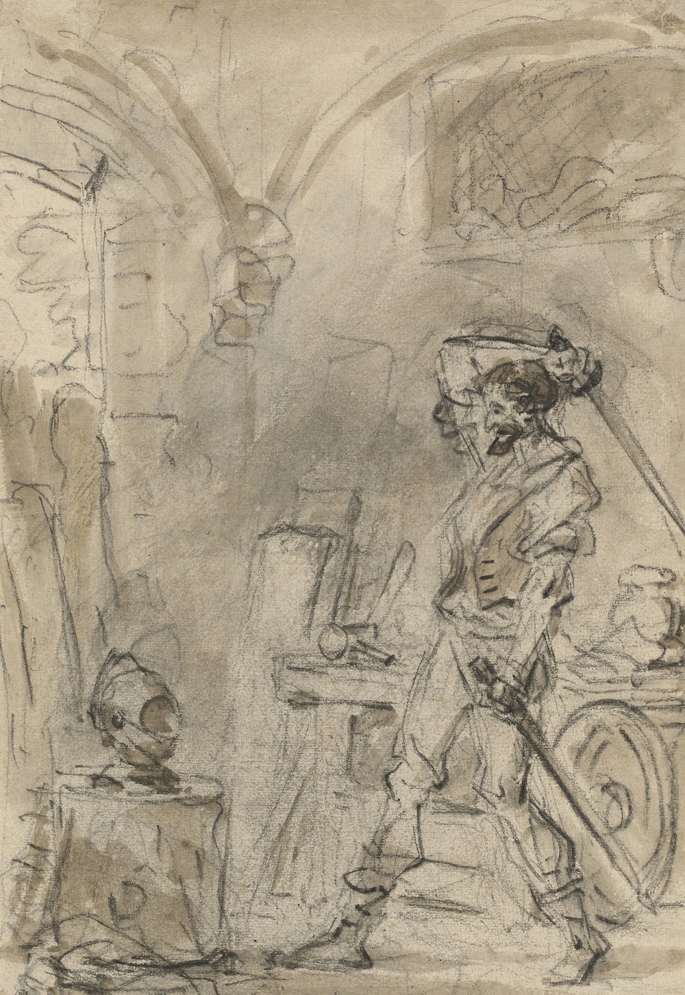 Don Quixote about to Strike the Helmet (1780s)