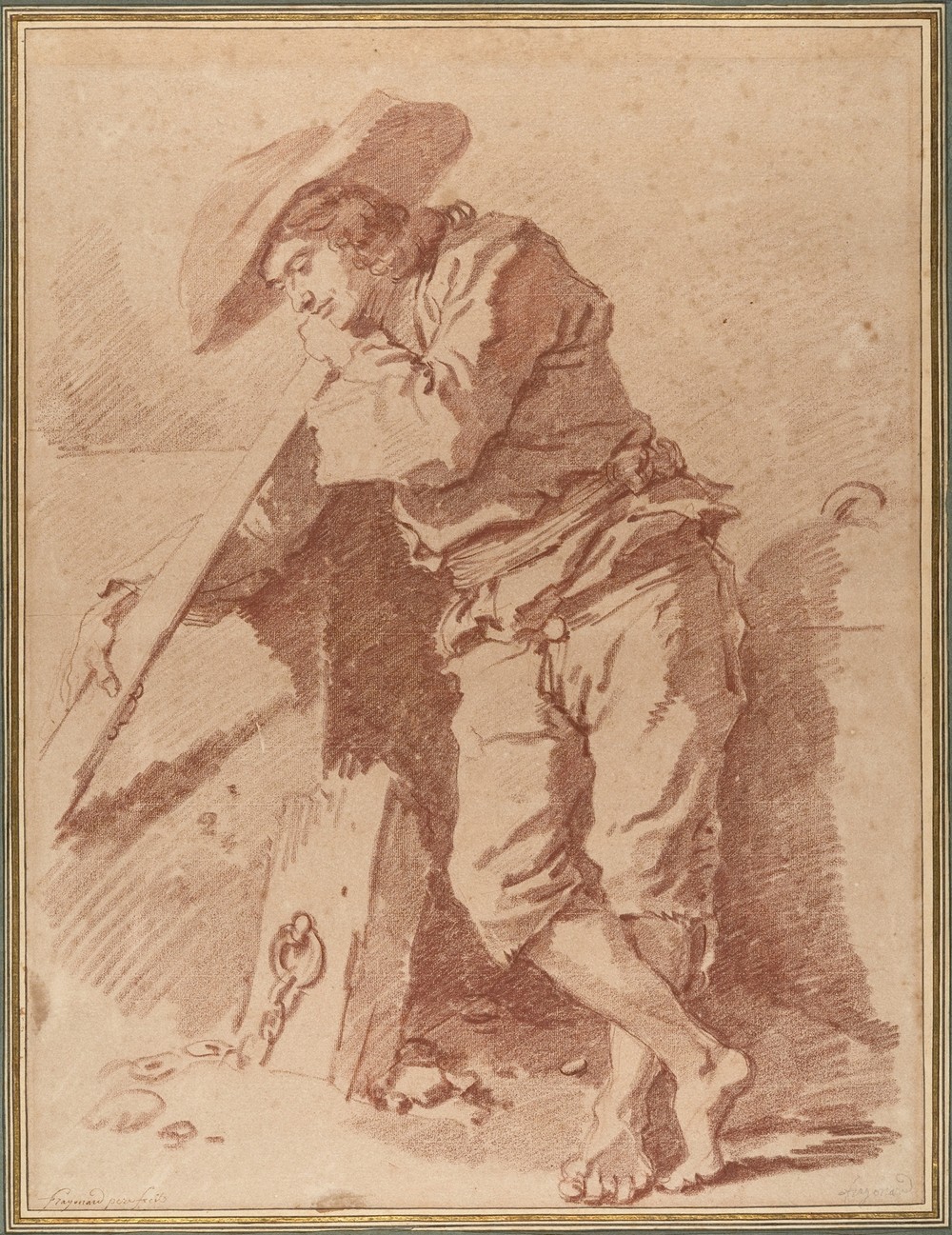A Fisherman Leaning on an Oar