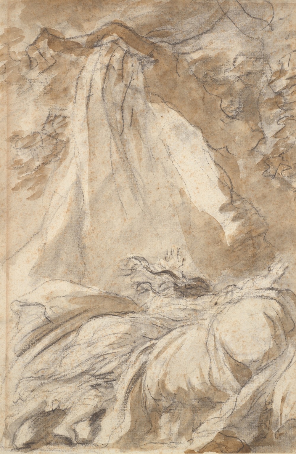 In despair, Olympia throws herself on the bed, illustration for Canto X, verse 27, of Lodovico Ariosto’s ‘Orlando Furioso’ (ca. 1780s)