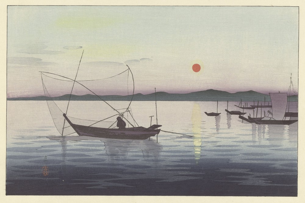 Boats and Setting Sun