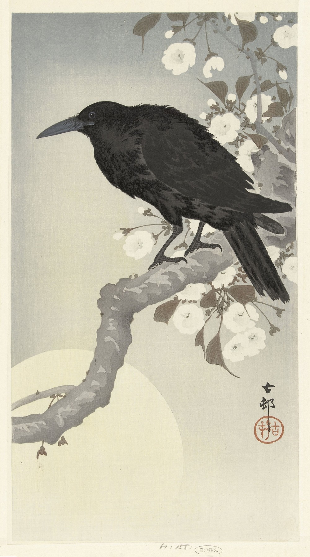 Crow at full moon