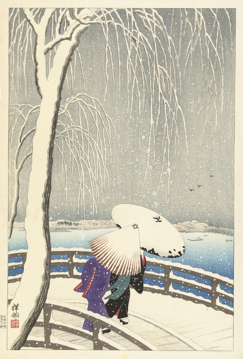 In the snow on Yanagibashi