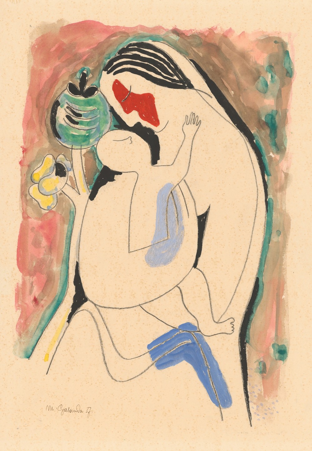 Mother with baby and flower