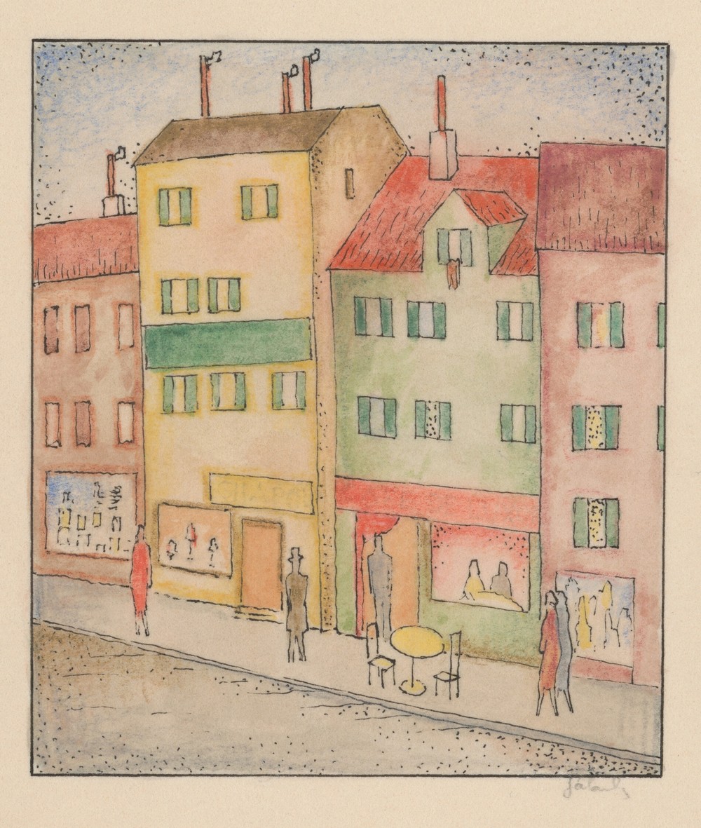 Street with a pastry shop