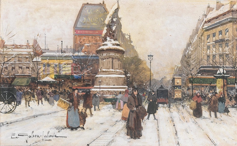 The Place de Clichy in Snow, Paris