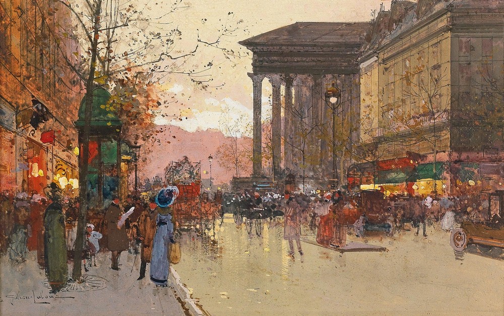 Paris, The Boulevard de la Madeleine in the evening
