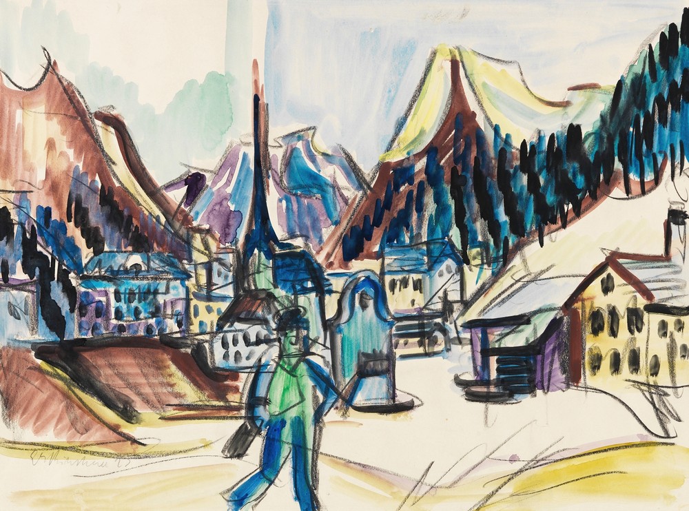 Ansicht von Davos (Landschaft bei Davos im Winter)
