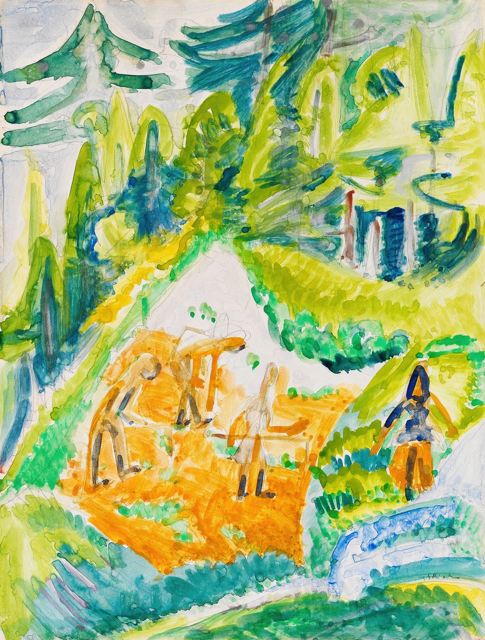 Davoser Landschaft mit Bergbauern