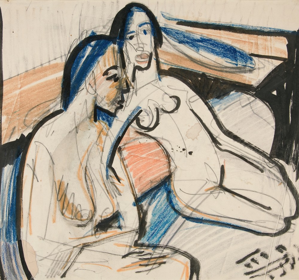 Two Seated Women in Studio