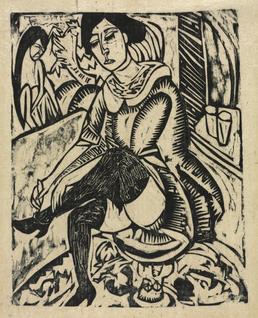 Woman Putting on Her Shoes