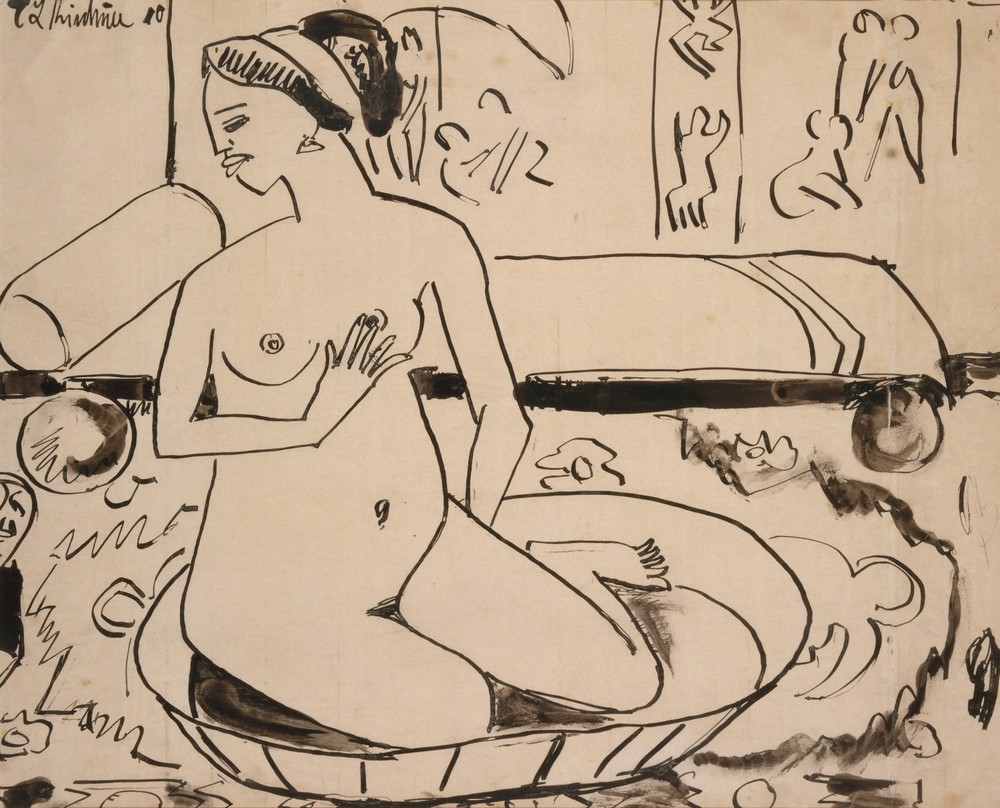 Badende im Atelier der Brücke
