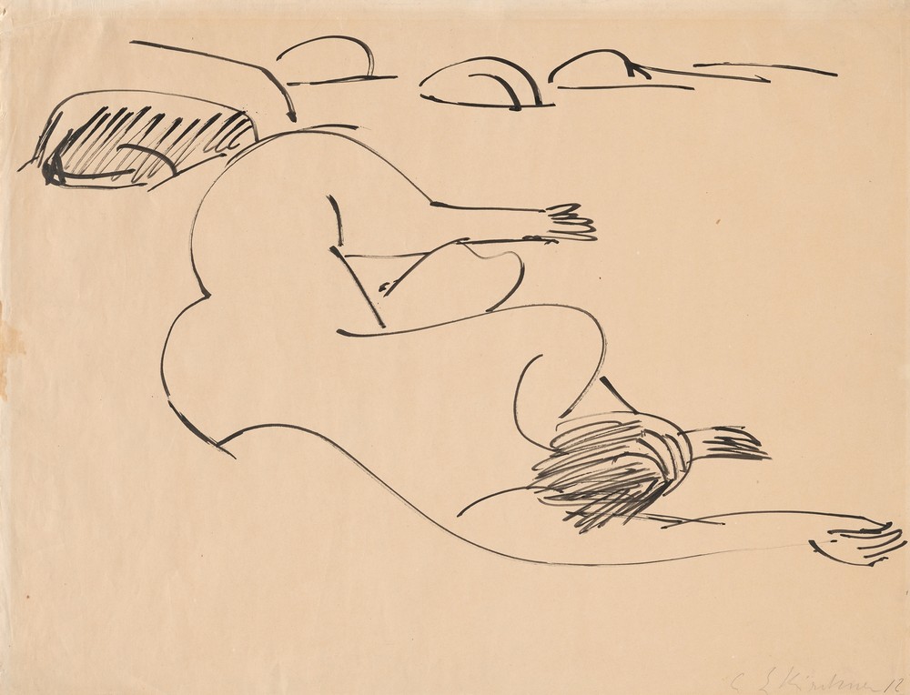Erna Lying on the Beach among Rocks