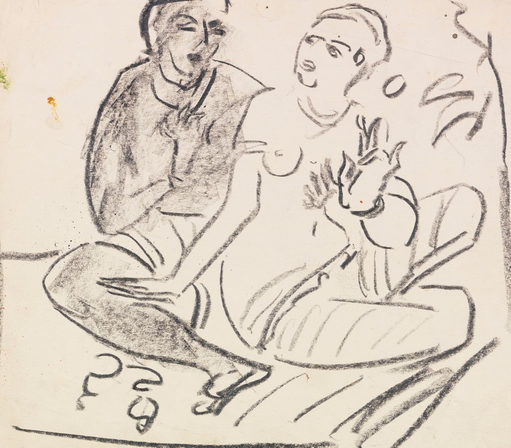 Hockendes Paar (wohl nach Ajanta)