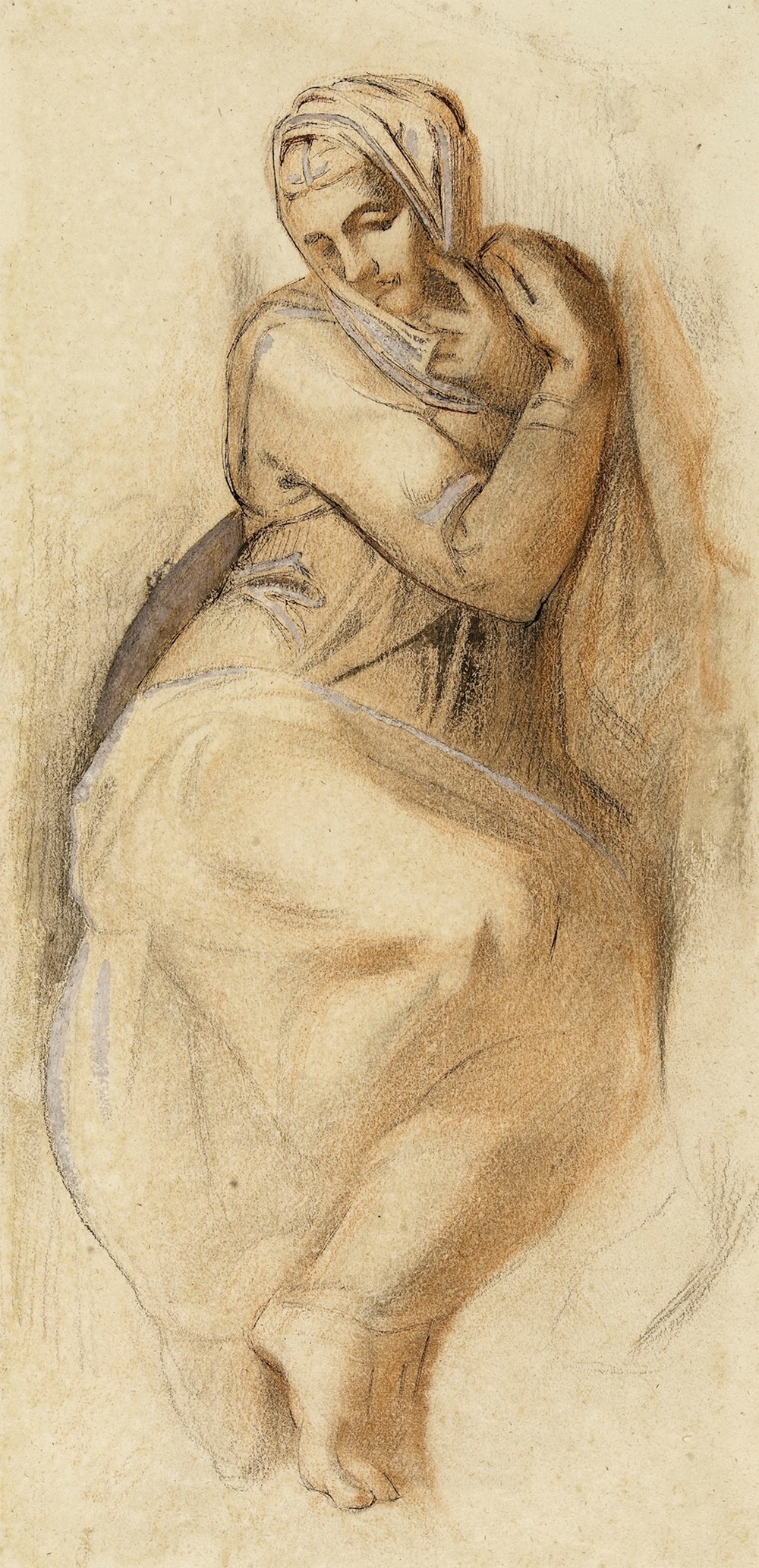 Etude de la Vierge du Jugement Dernier de la Chapelle Sixtine à Rome, par Michel-Ange (19th century)