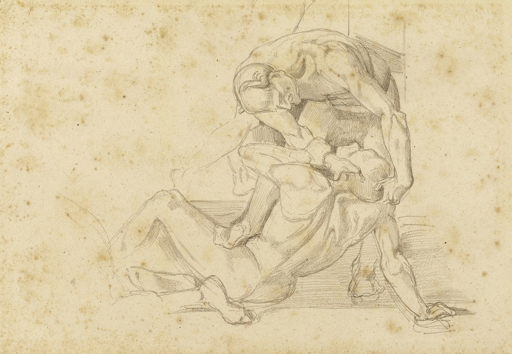 Deux hommes nus luttant (copie d’un fragment de fresque par Luca Signorelli) (19th century)
