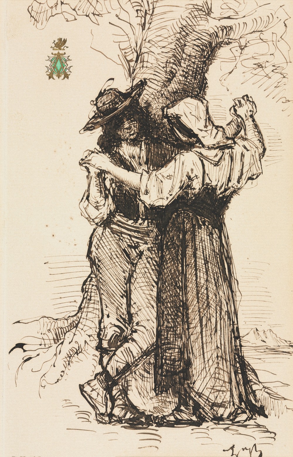 Couple Courting by a Tree