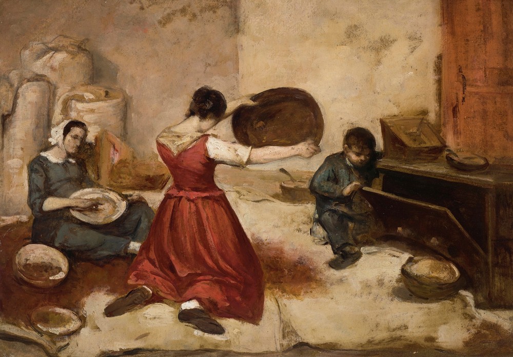 Les cribleuses de blé, esquisse (circa 1855)