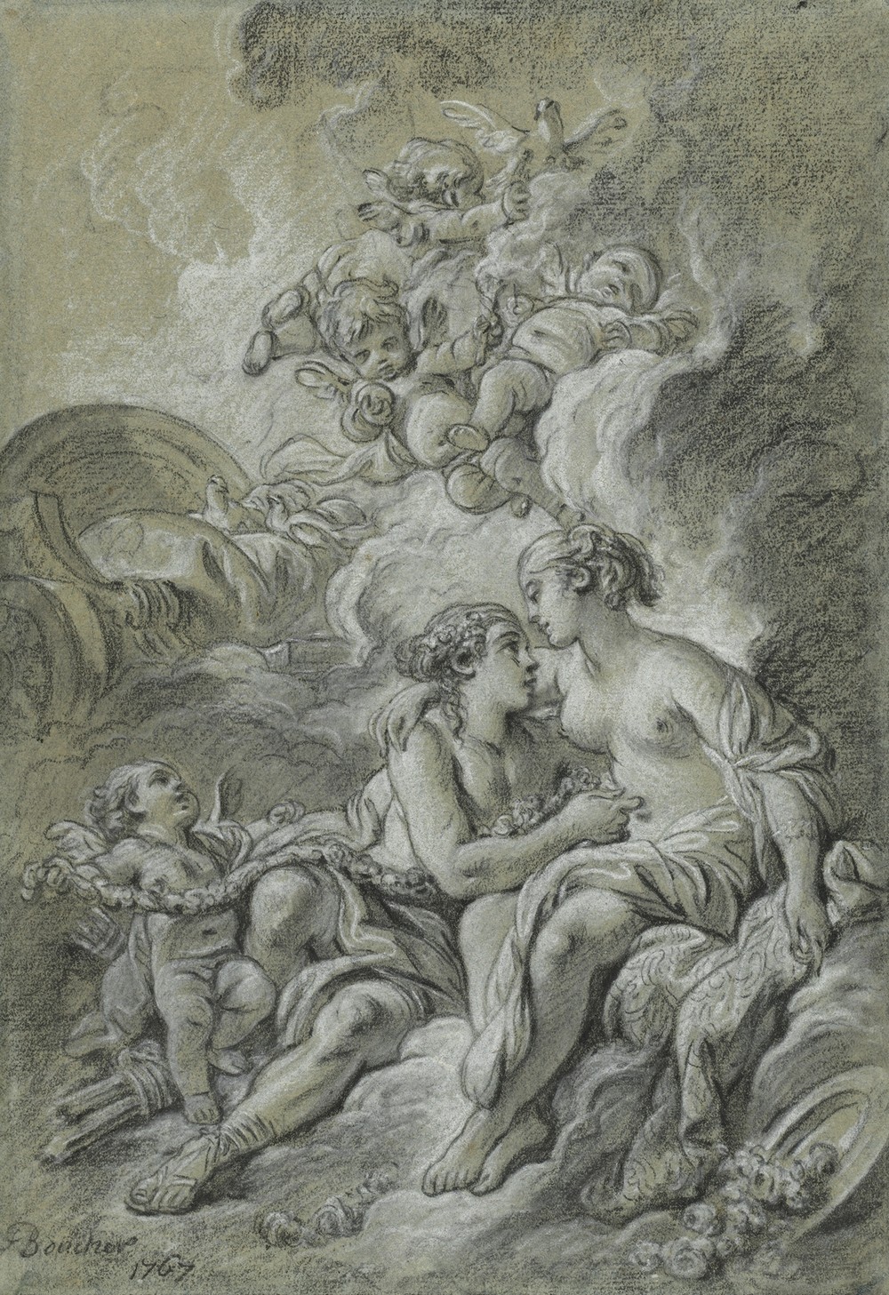 Venus appuyee sur son cher Adonis …