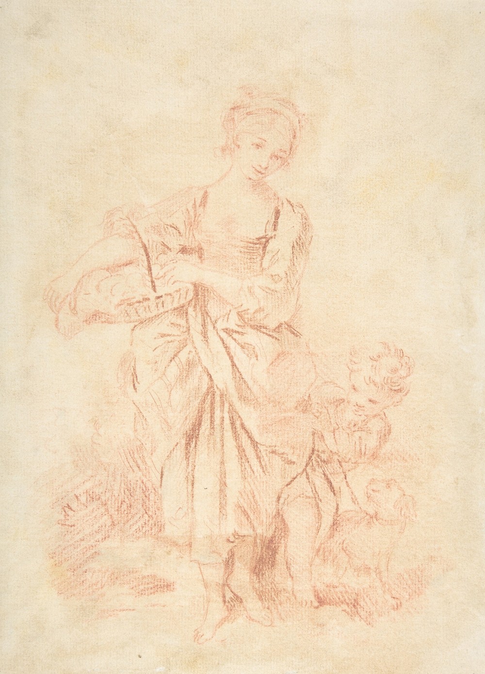 Young Girl with a Boy and a Dog (18th century)