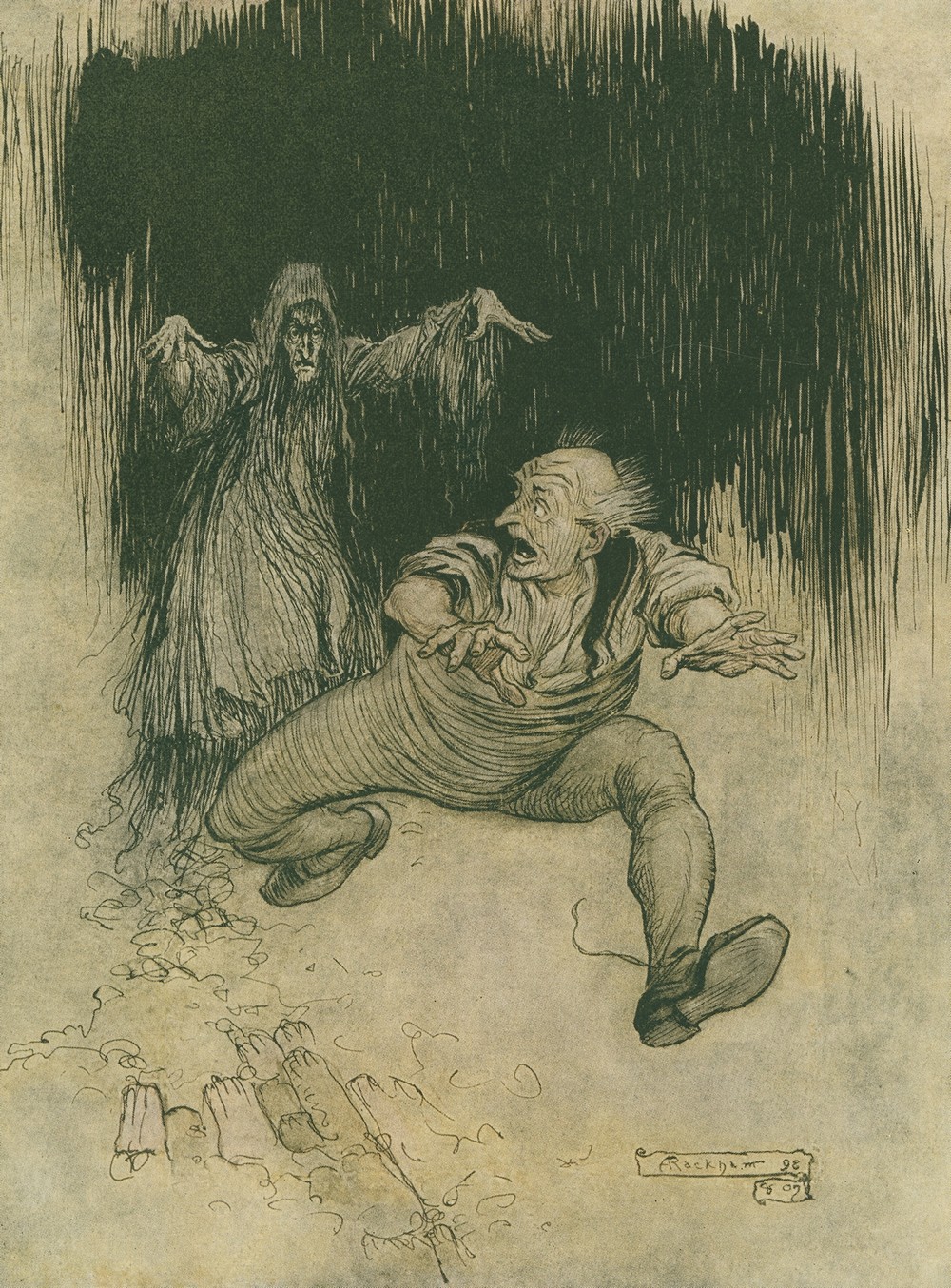 The moment her shadowy form met his view he…made one grasshopper spring to the door–and was gone!
