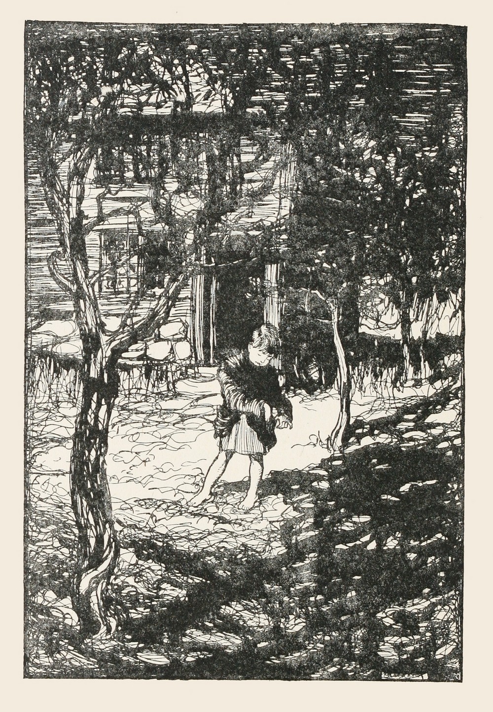 Hansel picked up the glittering white pebbles and filled his pockets with them