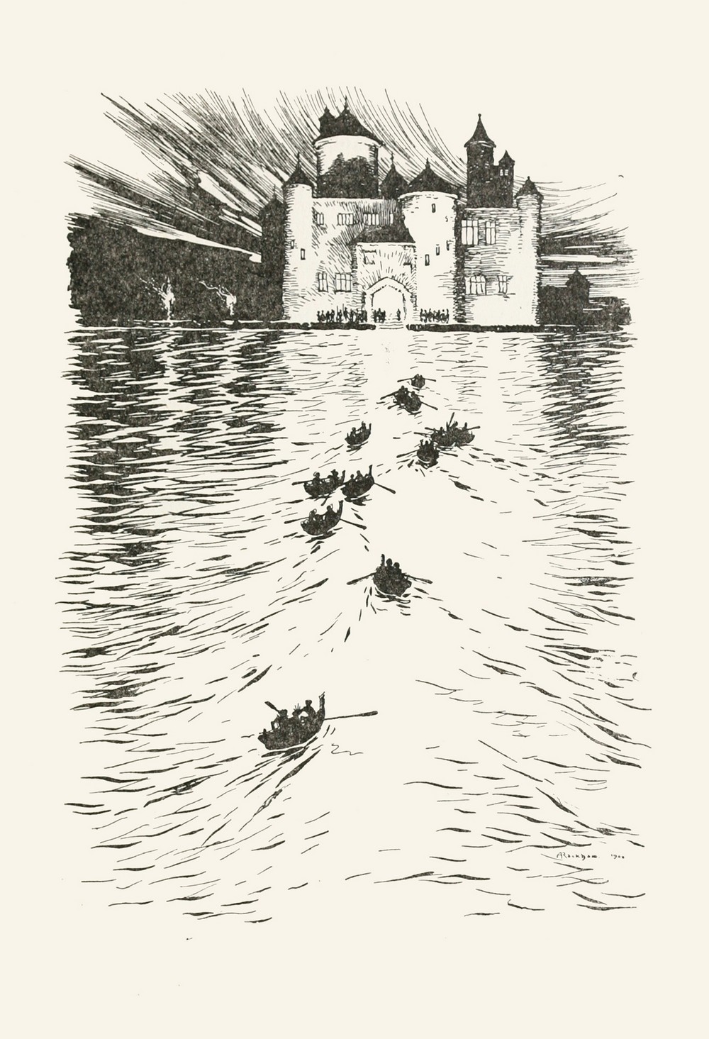 On the opposite side of the lake stood a splendid brightly-lighted Castle