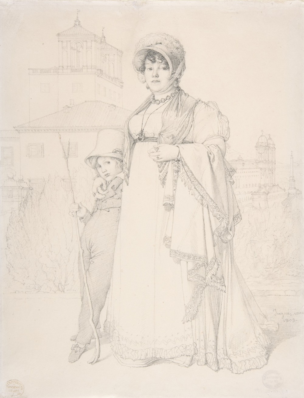 Madame Guillaume Guillon Lethière, née Marie-Joseph-Honorée Vanzenne, and her son Lucien Lethière