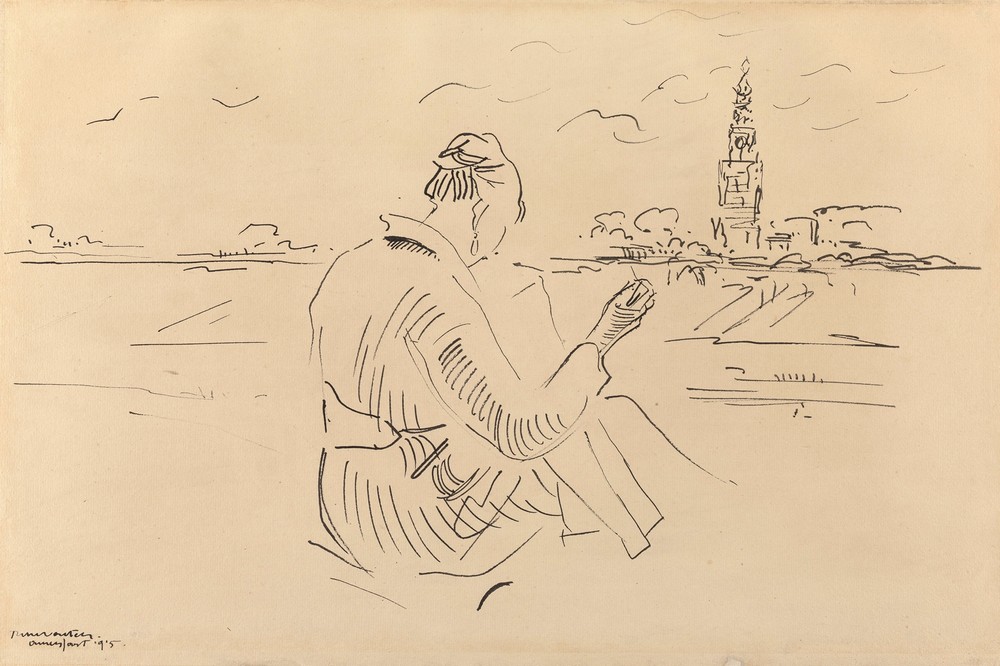 Woman Sewing before Amersfoort