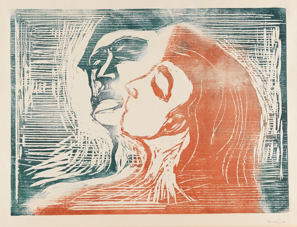 Head by head (man and woman kissing)