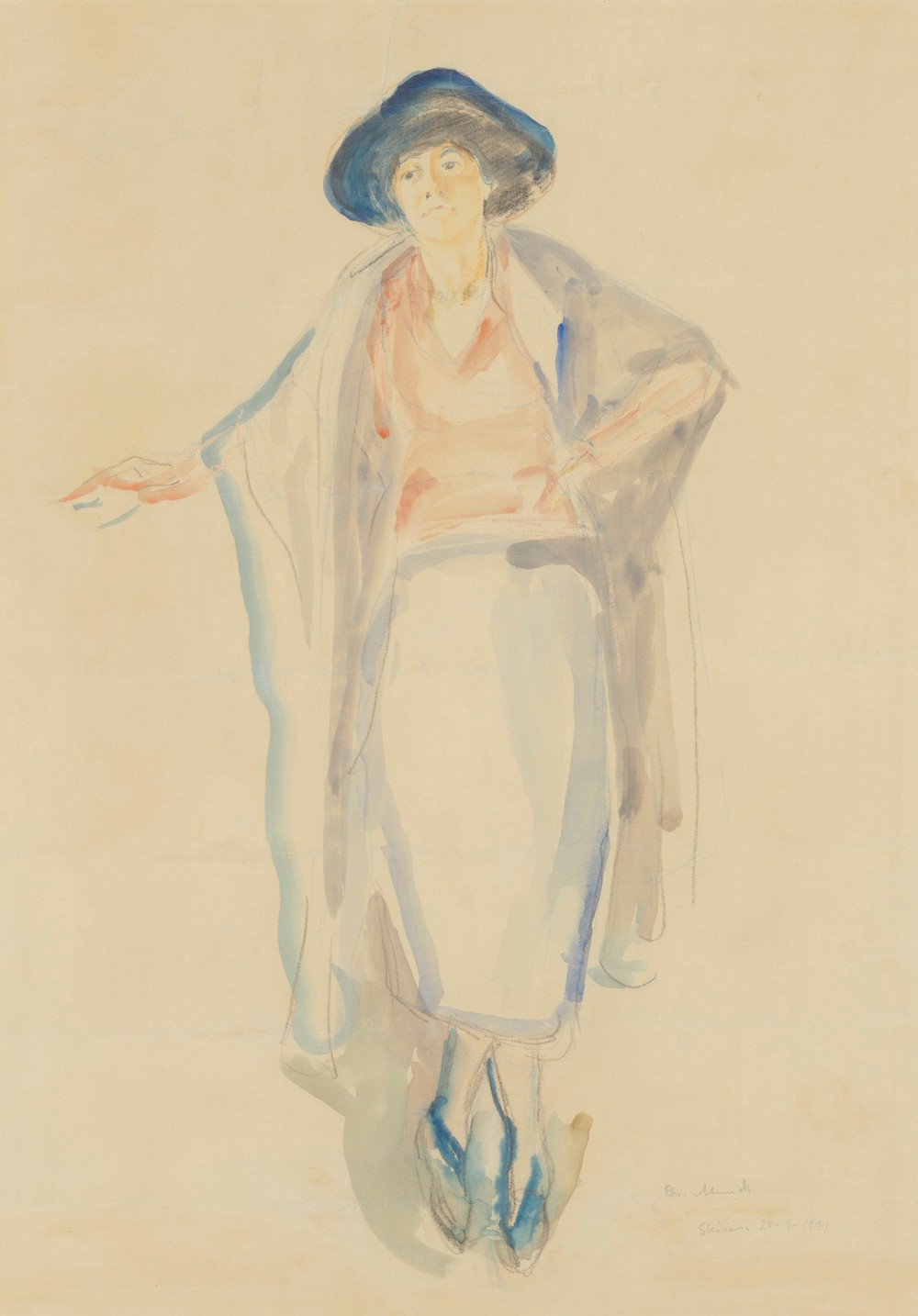 Stående kvinne med hatt (Lali Horstmann)