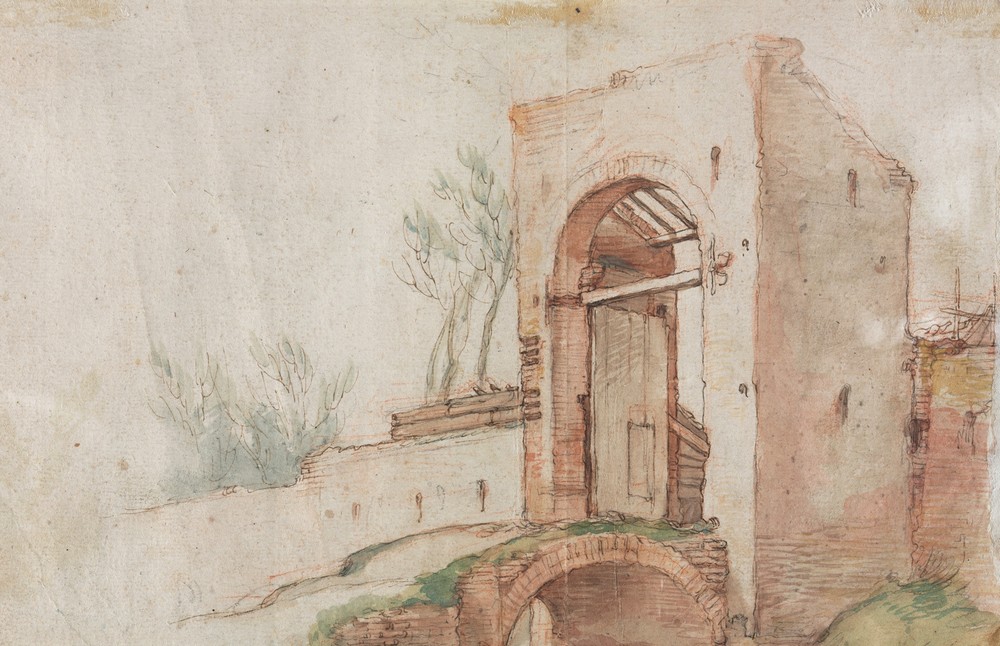 Bridge and Gate (verso) (c. 1600)