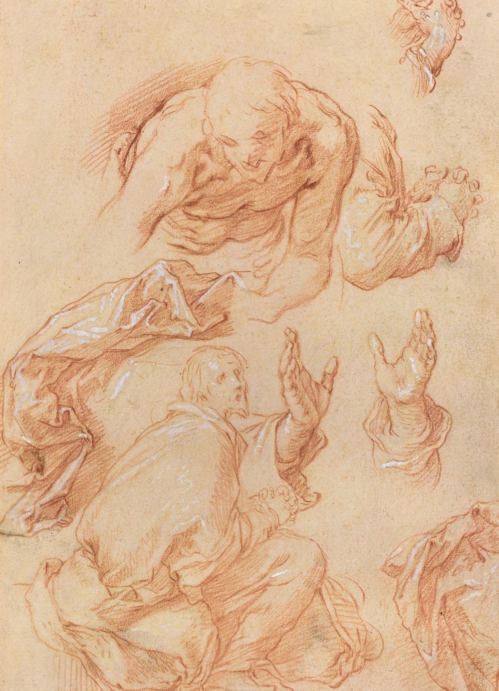 Studies of Hands and Bending Figures (verso)