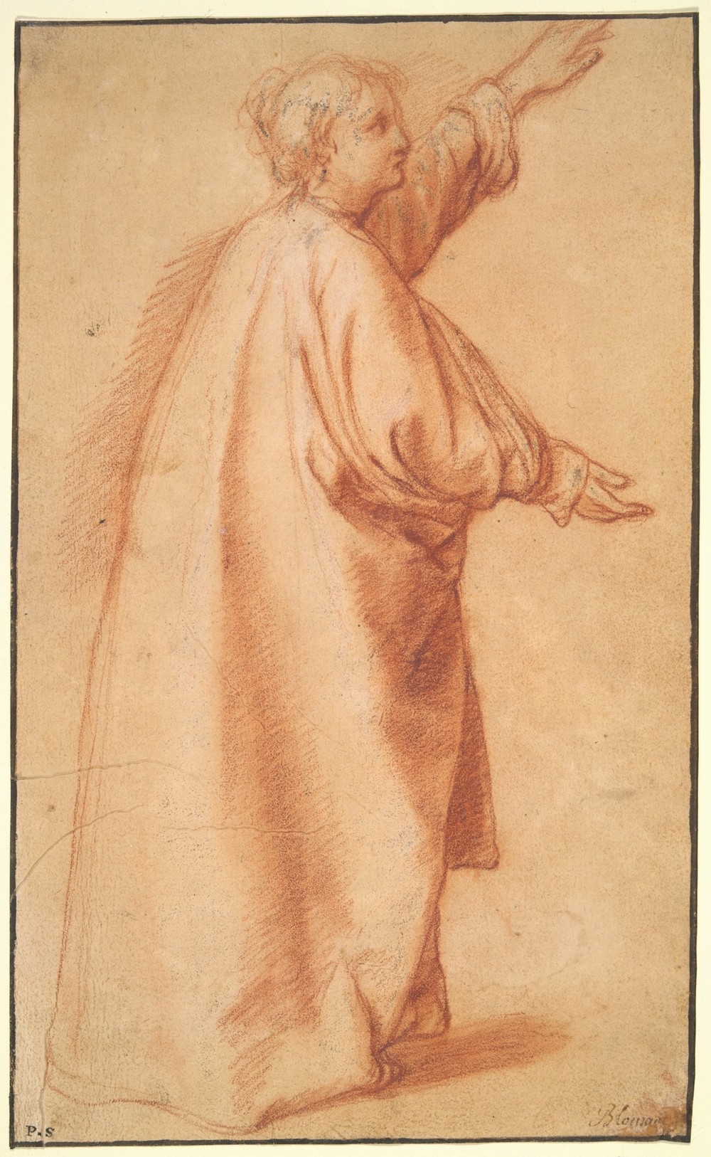 Study of a woman in a wide mantle