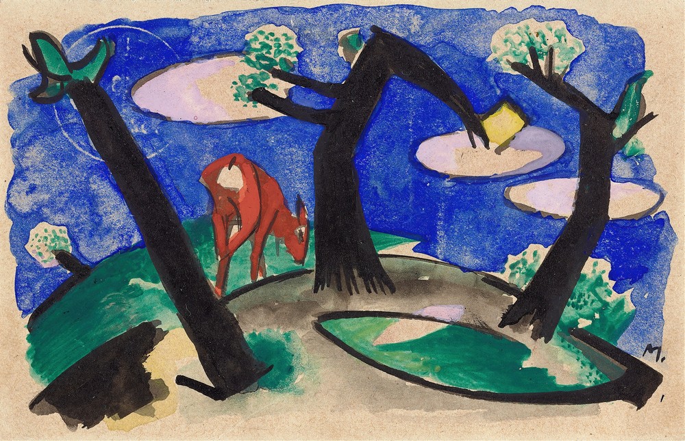 Landscape with a red animal