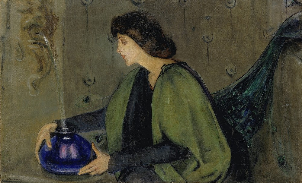 Woman and Peacock (ca. 1900)