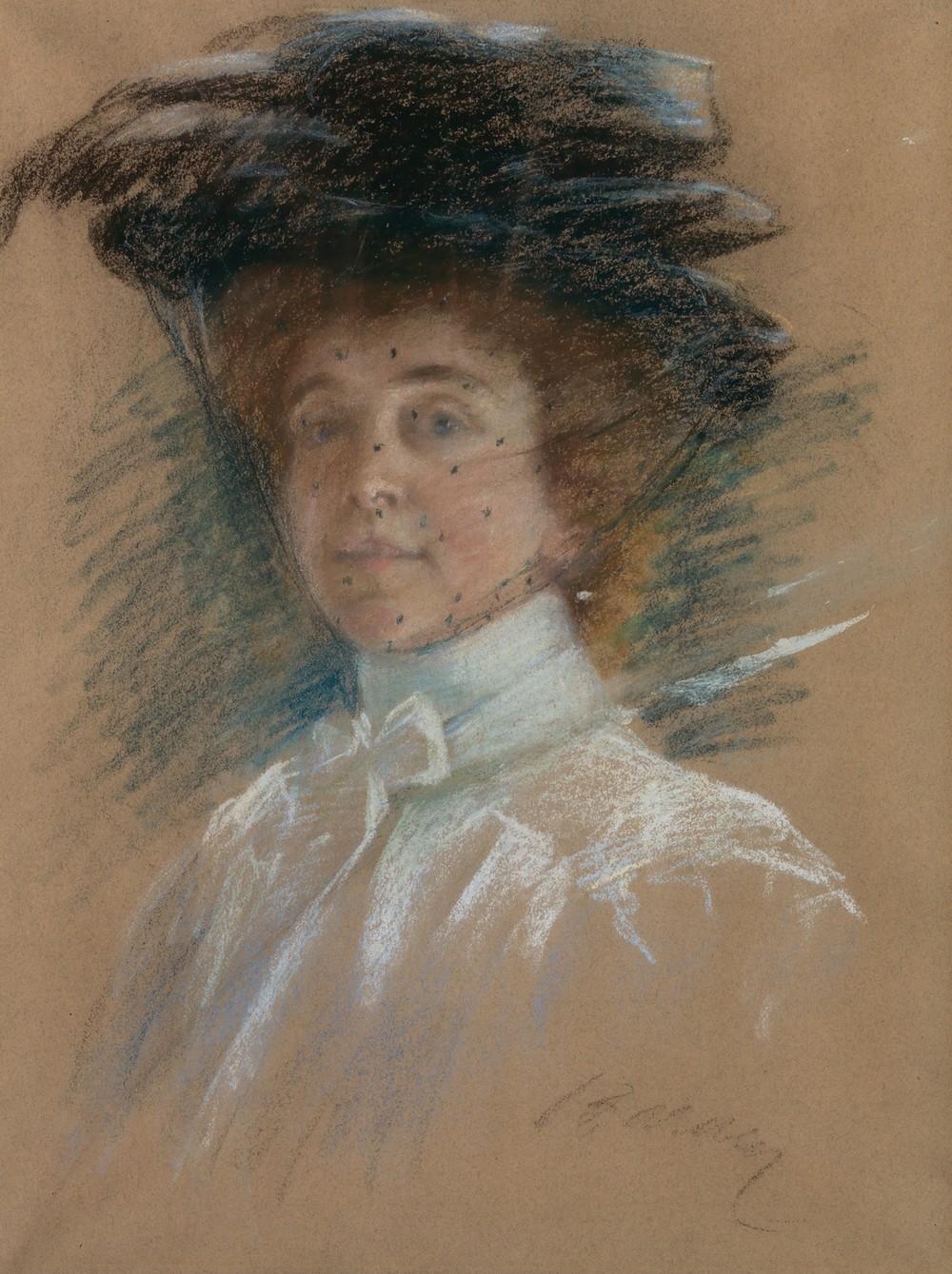 Self Portrait with Hat and Veil (ca. 1900)
