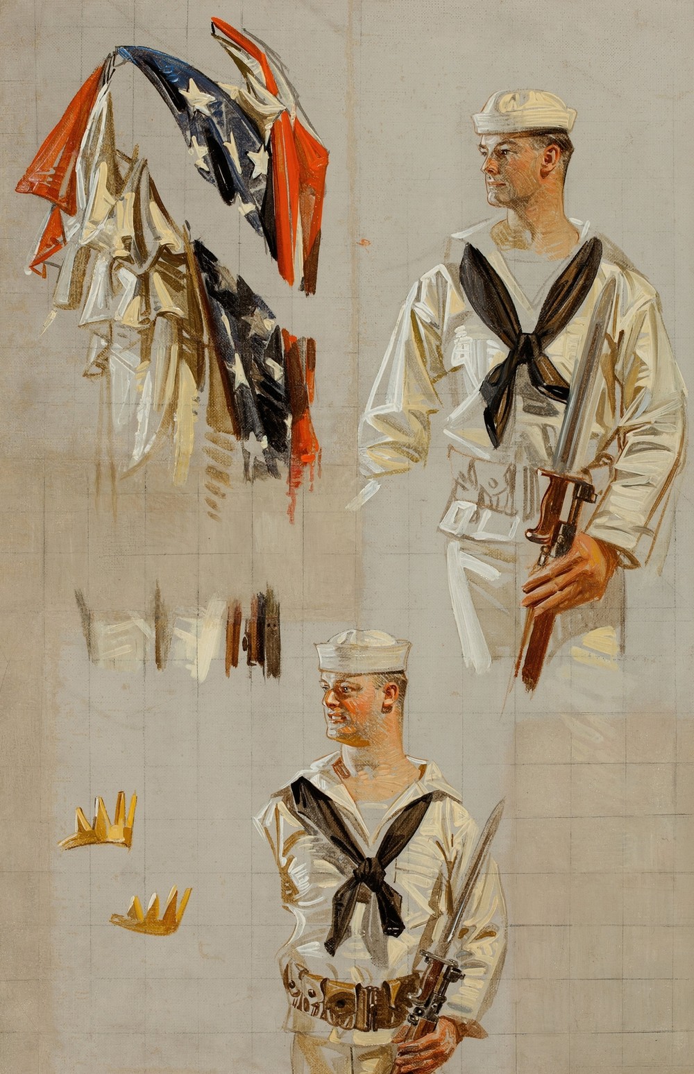 World War I Navy poster, preliminary studies
