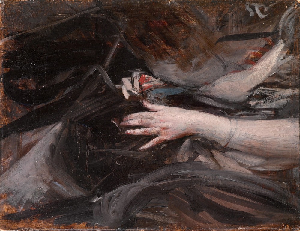 Frauenhände beim Nähen (c1906)