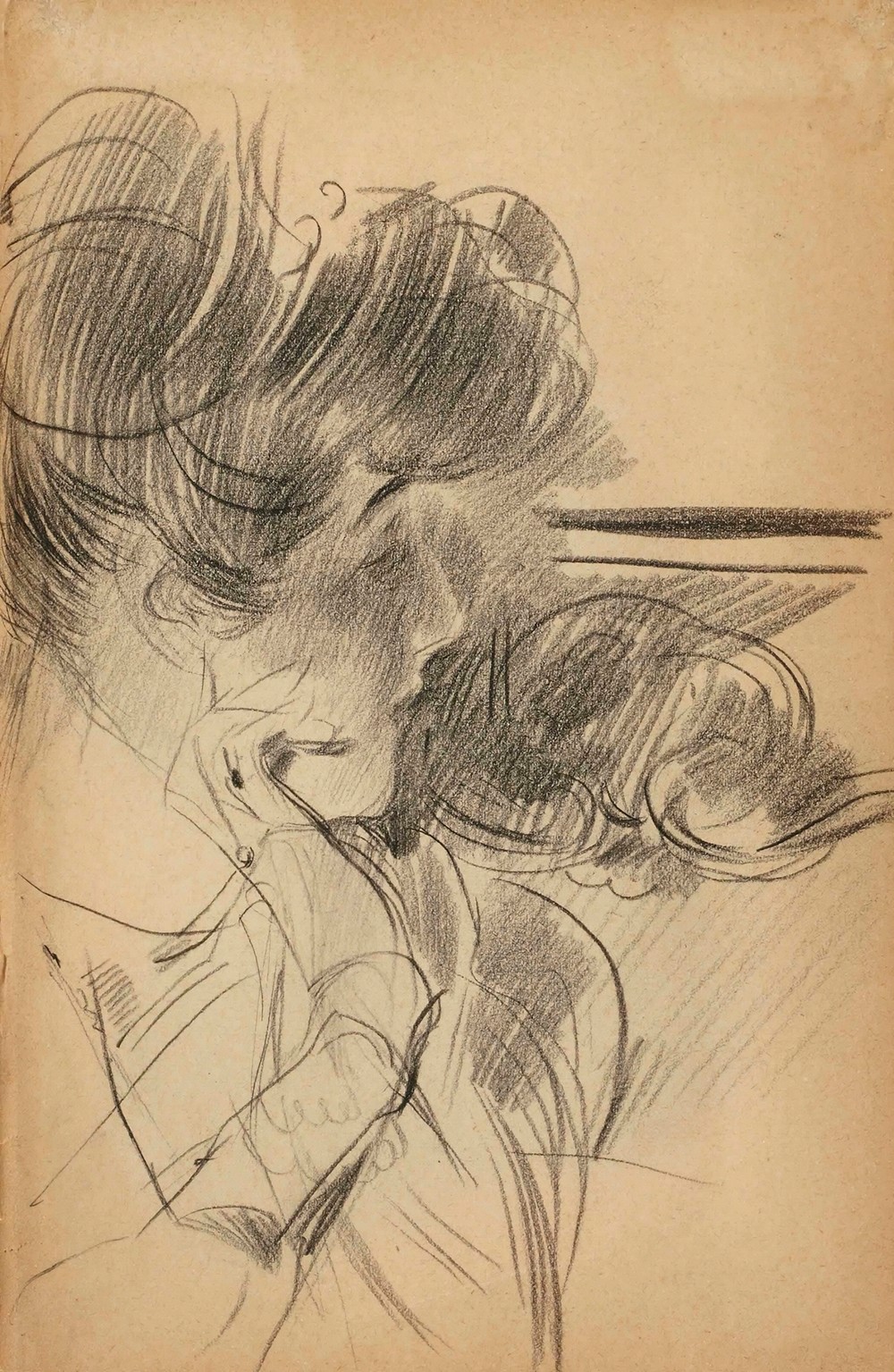 Portrait de femme de profil en buste