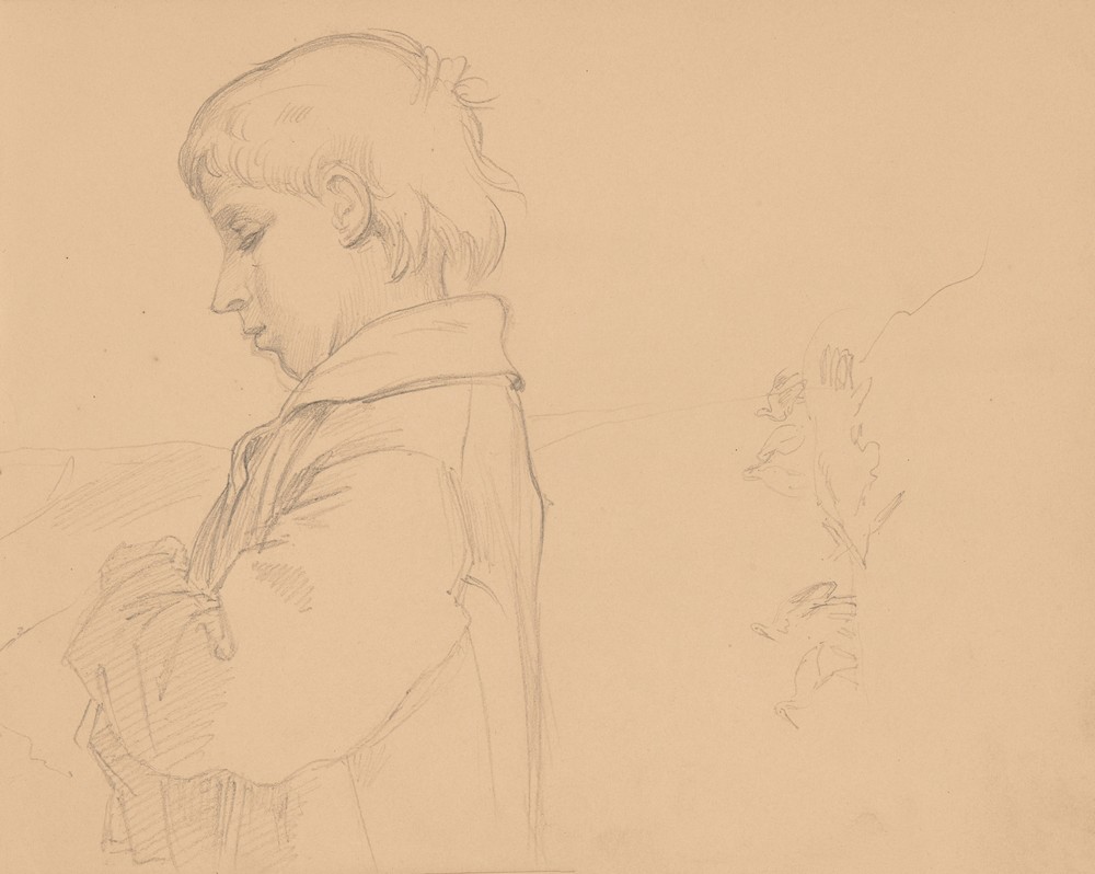 Half-length figure of a boy in profile to the left