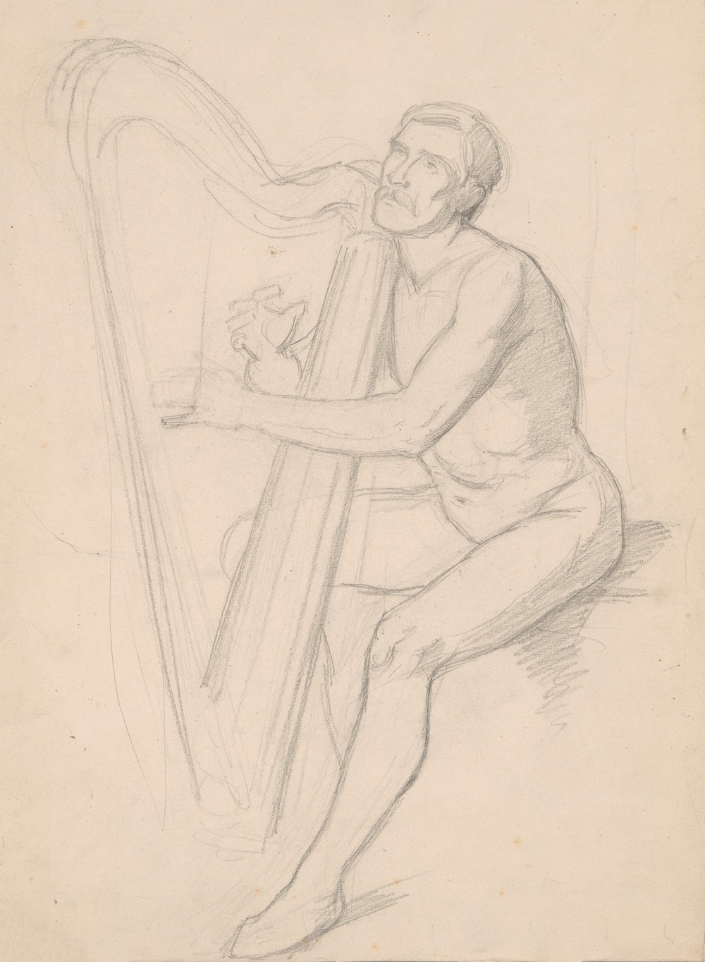 Nude male study to the painting ‘King David playing the harp’
