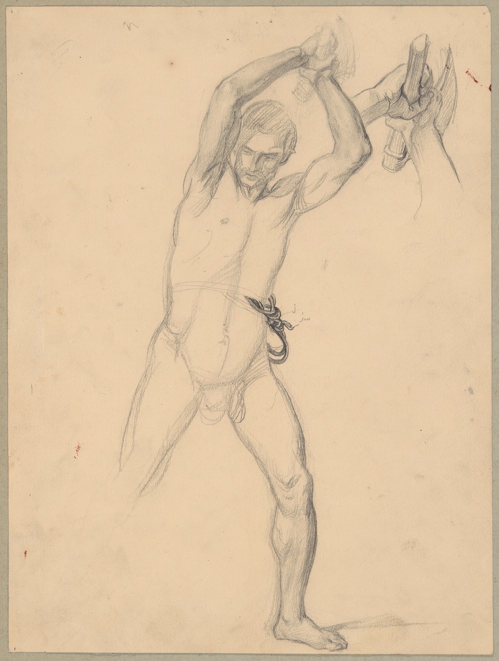 Nude sketch to the executioner with an axe (recto) and a stone (verso) to the painting ‘Martyrdom of St. Matthias’