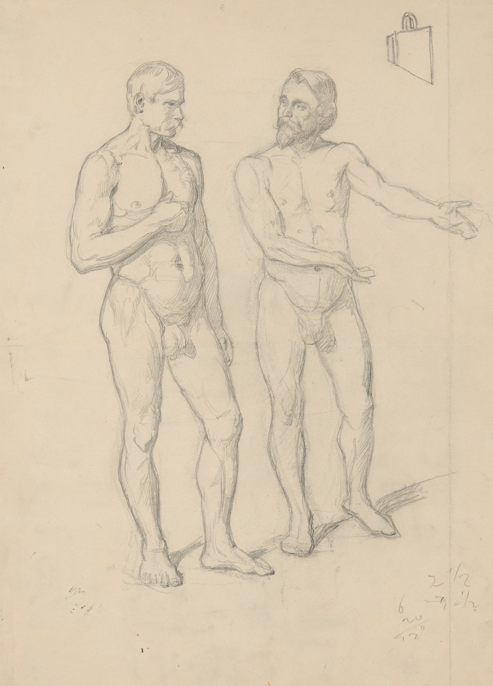 Nude sketches of the figure of King Sigismund I and Hetman Tarnowski in the painting ‘The Upbringing of Sigismund Augustus’