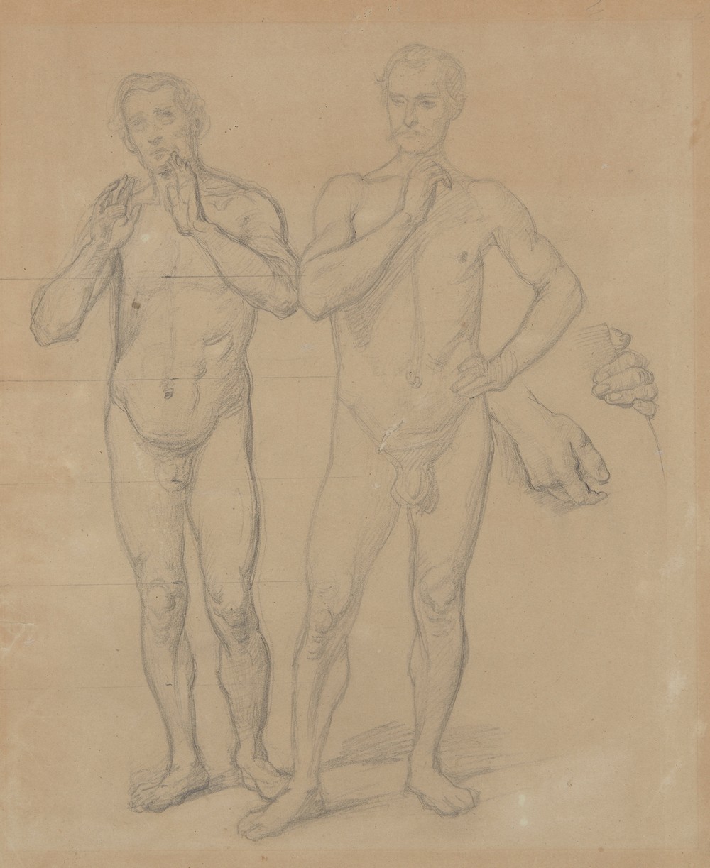 Nude studies of the Canon of Cracow, Piotr Wysz, and Jagiełło, and studies of hands of Jaśko of Tęczyn for the painting ‘Queen Jadwiga’s Oath’