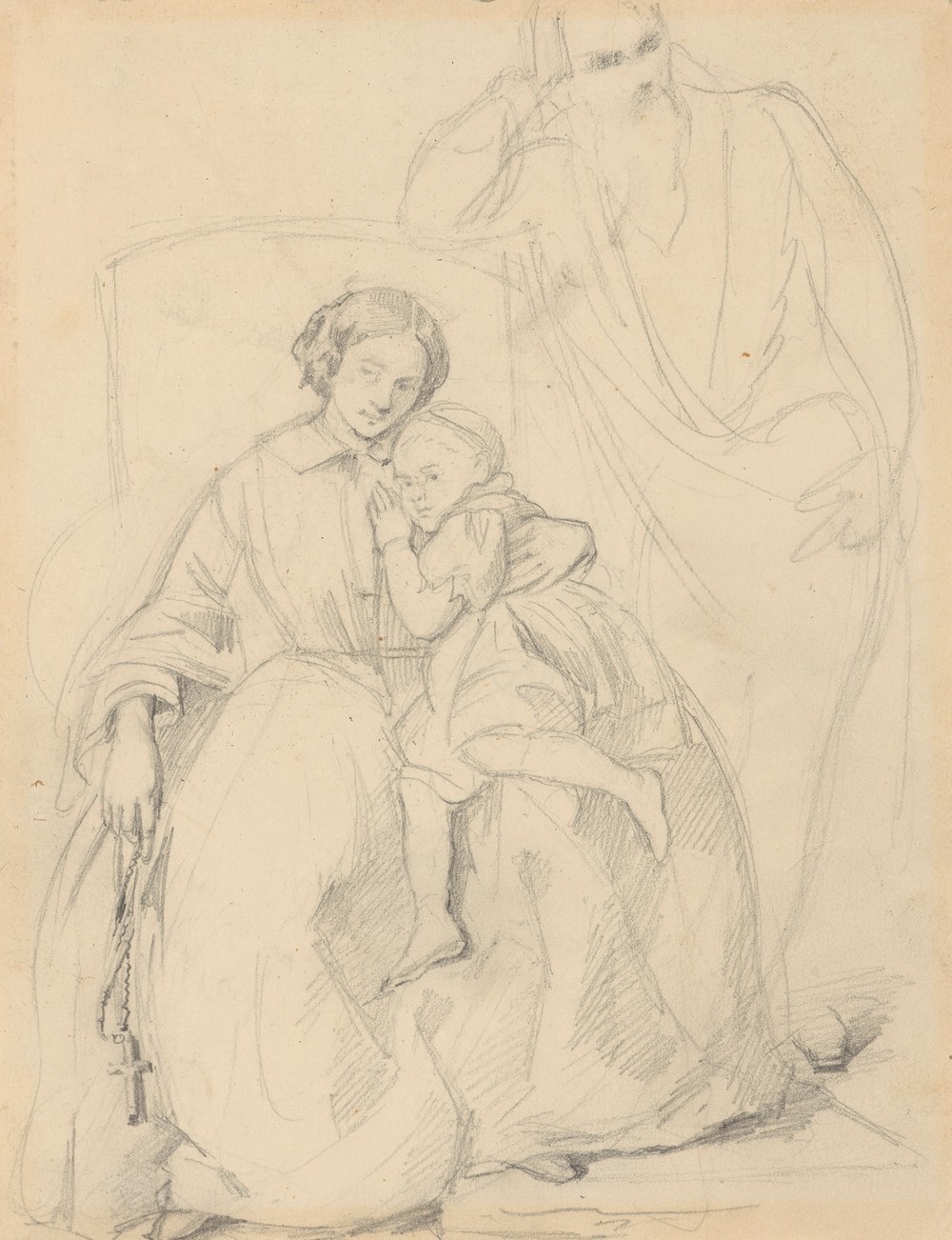 Sketch of Catherine Jagiellon with son Sigismund and John, Grand Duke of Finland, to the painting ‘Catherine Jagiellon in Gripsholm Prison’
