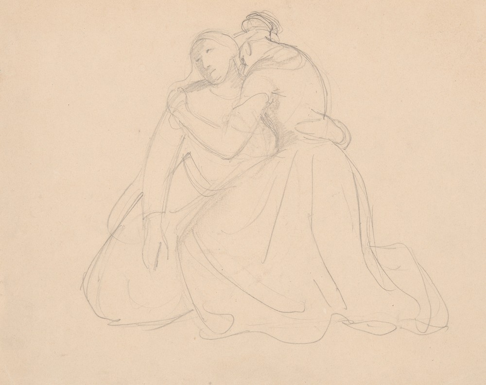 Sketch of the figure to the group of the Virgin Mary and Mary Magdalene to the painting ‘Entombment’
