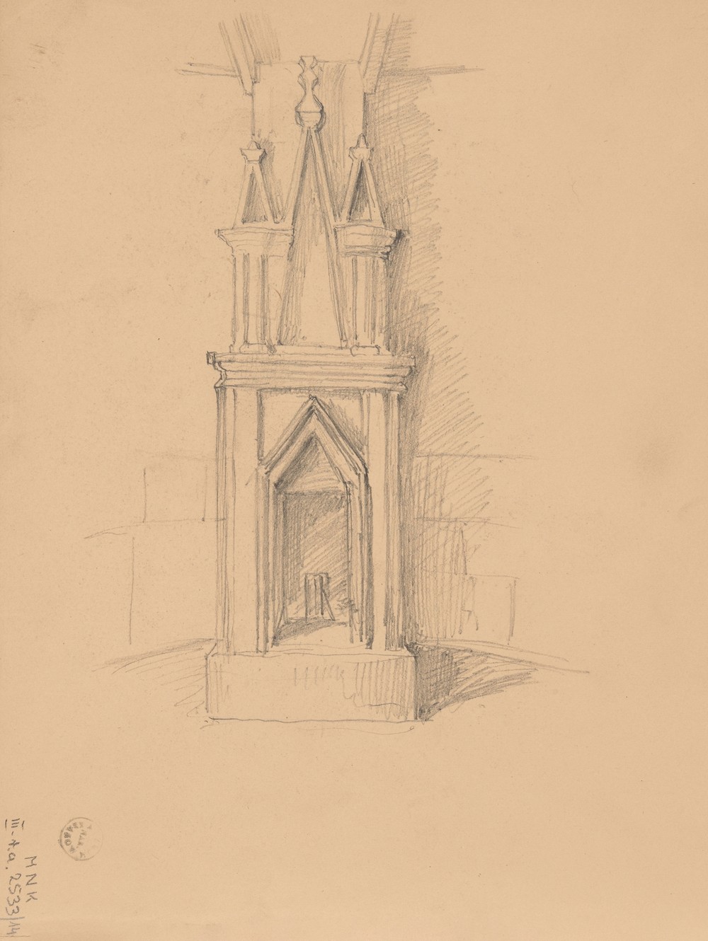 Sketch of the ruins of the castle in Smoleń