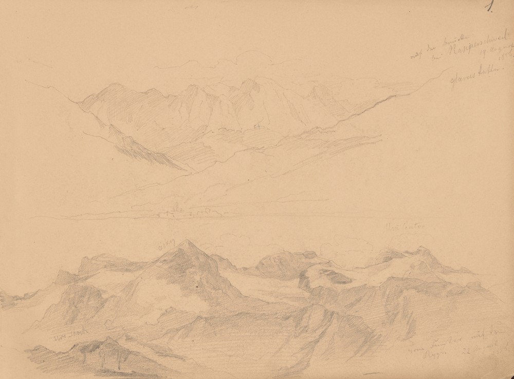 Sketches of alpine ranges in Switzerland